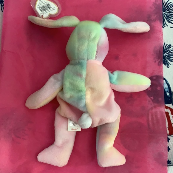 Ty Beanie Baby Retired Hippie Rainbow Rabbit - Picture 2 of 8